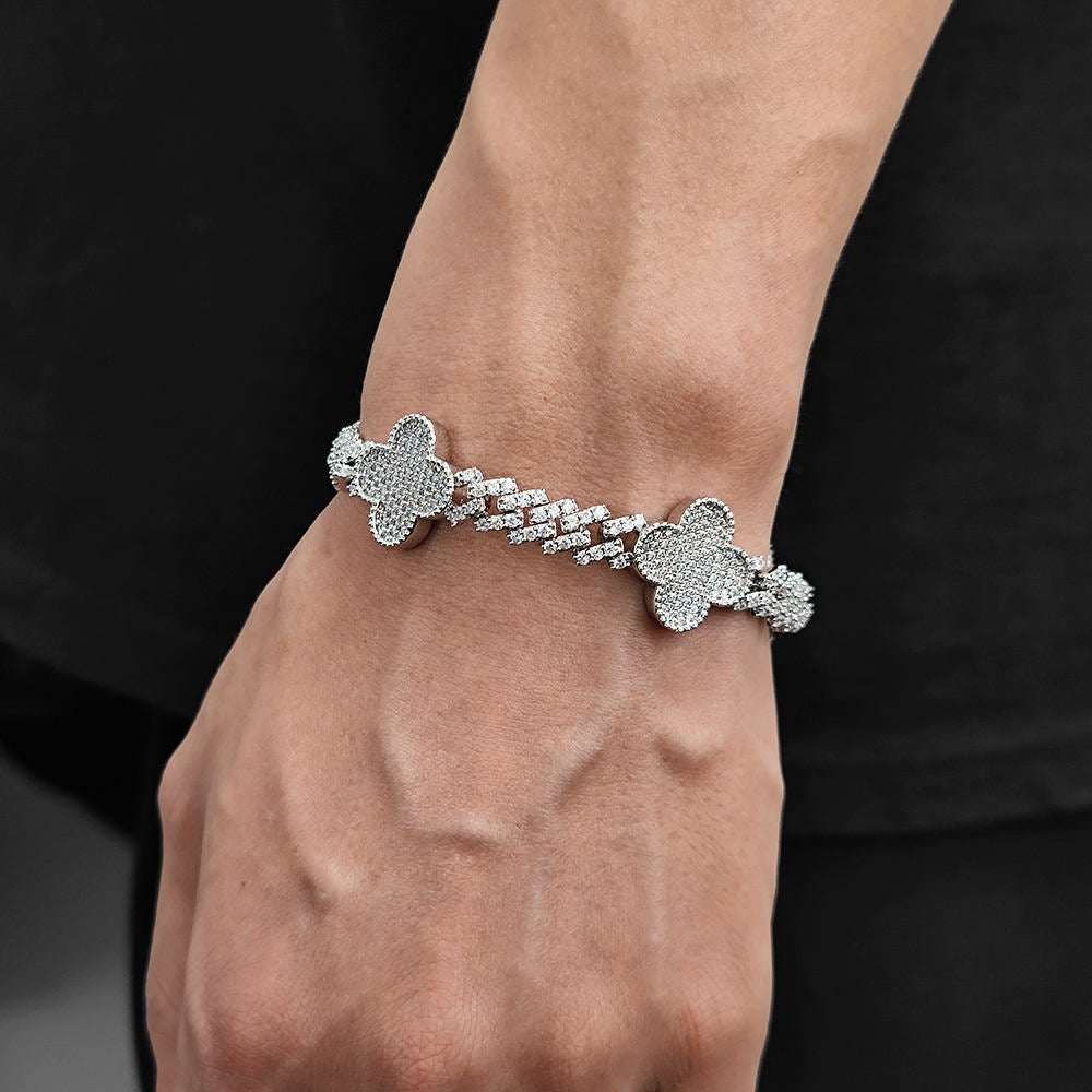 Flat Clover Bracelet - Silver
